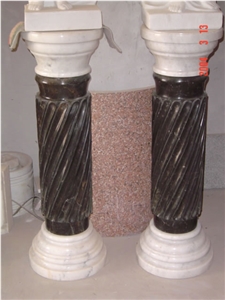 White Marble Sculptured Column Capitals, Western Style Building Column