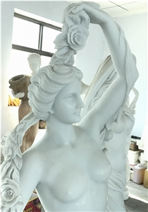 White Marble Woman Statues,Garden Art Sculpture