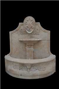 Yellow Marble Handcarved Wall Mounted Garden Fountain