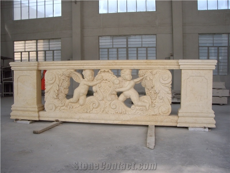 Beige Marble Baluster Polished Staircase Handrail China Factory Direct