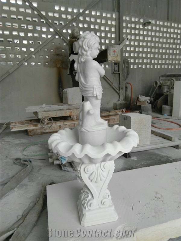 White Marble Sculptured Fountain Garden Water Fountain