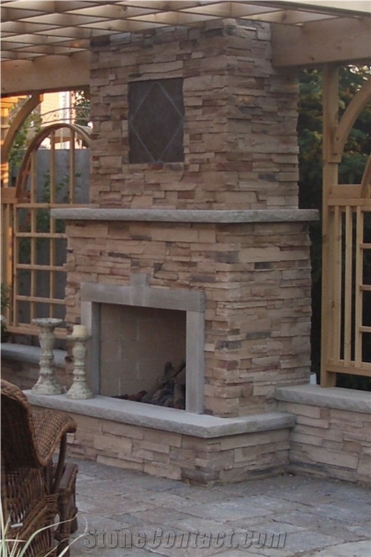 Ledge Stone, Castle Stone Panel Outdoor Fireplaces