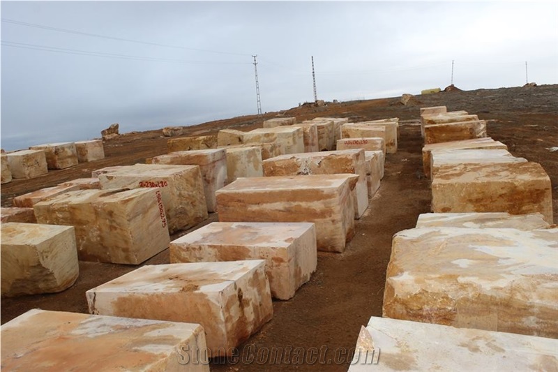 Yozgat Yellow Travertine Quarry Blocks