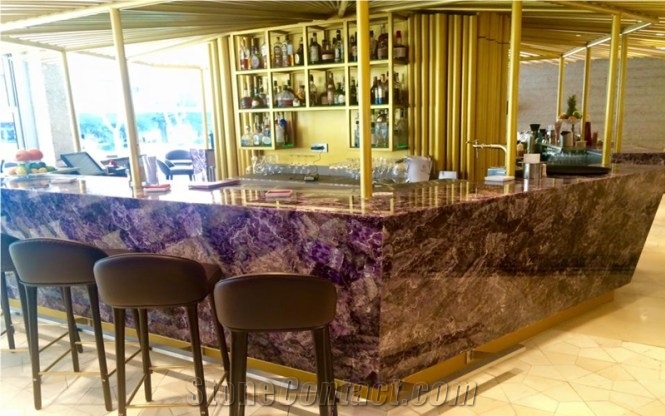 Purple Fluorite Stone Bar Top Countertops