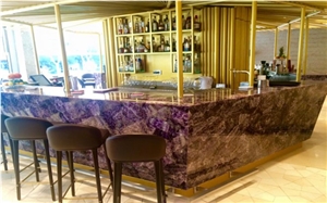 Purple Fluorite Stone Bar Top Countertops