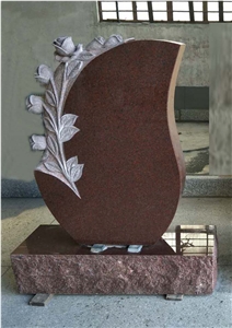 Drop Tear Red Granite Headstones with Carving Ross-Customized