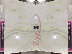 Bookmatched White Snow Onyx for Hotel Lobbies Wall Decoration