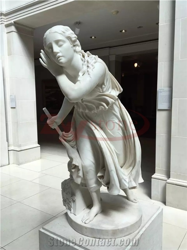 Fangshan White Marble Young Girl for Street Landscape