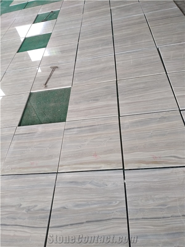 Popular White Marble Greek White Wood Grain Polished Customized Tiles
