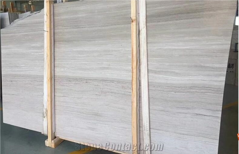 White Wood Grain Marble Beige Marble Polished Floor Tile