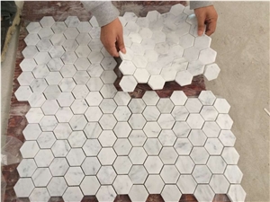 White Hexagon Marble Mosaic