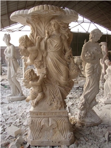 Beige Marble Human Statue,Handcarved Garden Western Sculpture