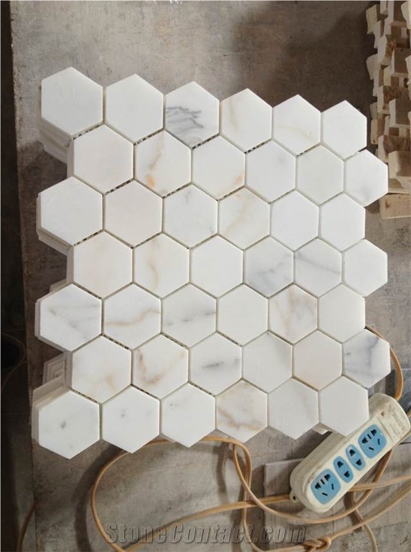Bianco Calacatta Gold Marble Mosaic,Hexagon Mosaic,Floor/Wall Mosaic