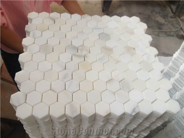 Bianco Calacatta Gold Marble Mosaic,Hexagon Mosaic,Floor/Wall Mosaic