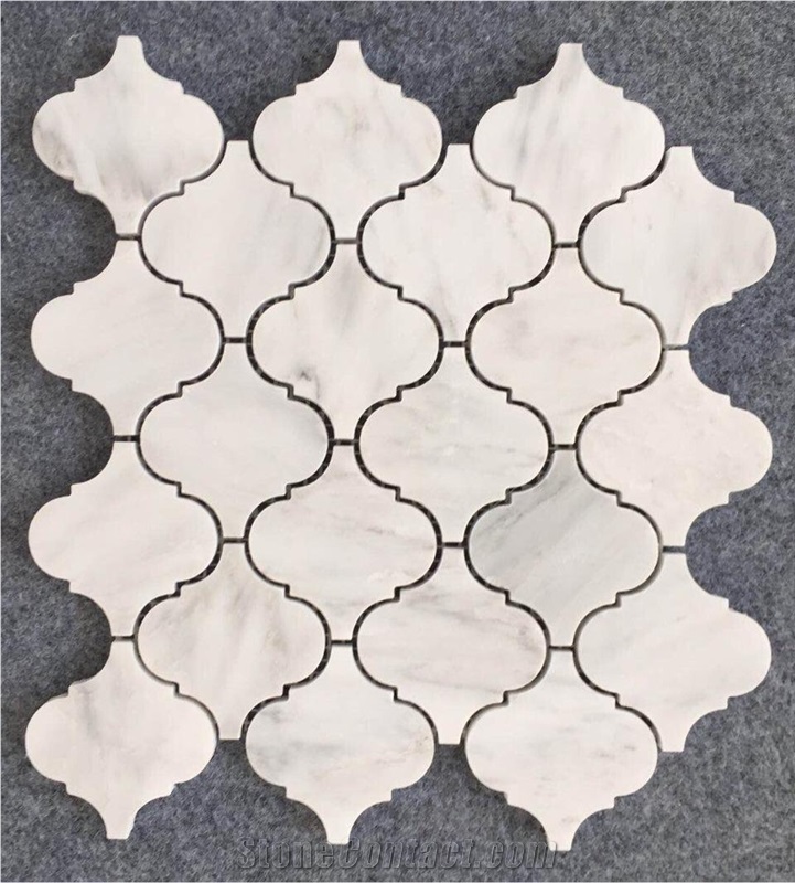 Bianco Carrara White Marble Mosaic,Abaresque Pattern Polished Mosaics