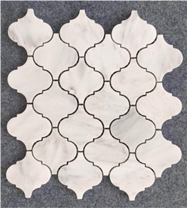 Bianco Carrara White Marble Mosaic,Abaresque Pattern Polished Mosaics