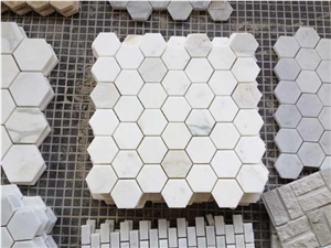 Bianco Carrara White Marble Mosaic,Hexagon Mosaic Design