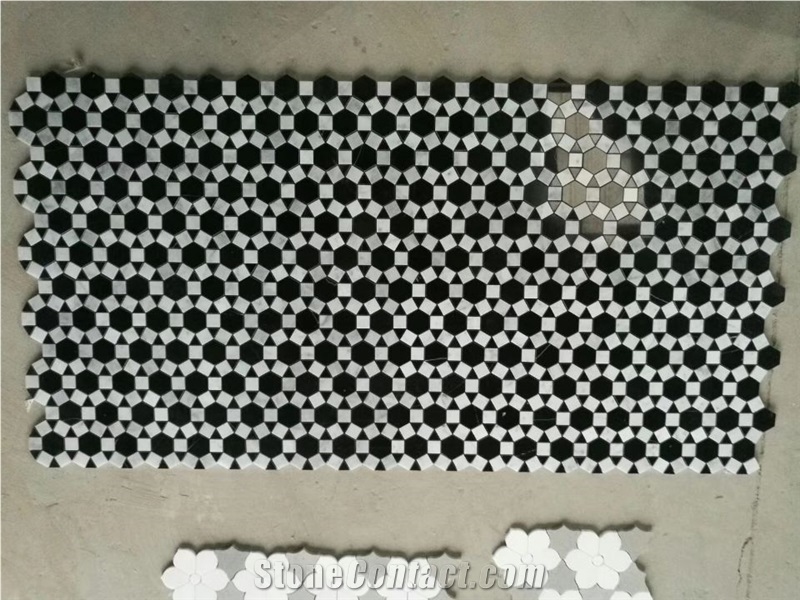 Black and White Marble Mosaic for Modern Decoration