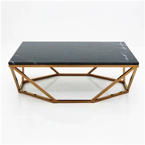 Black and White Nero Maquina Coffee Table Marble Top End Table Top