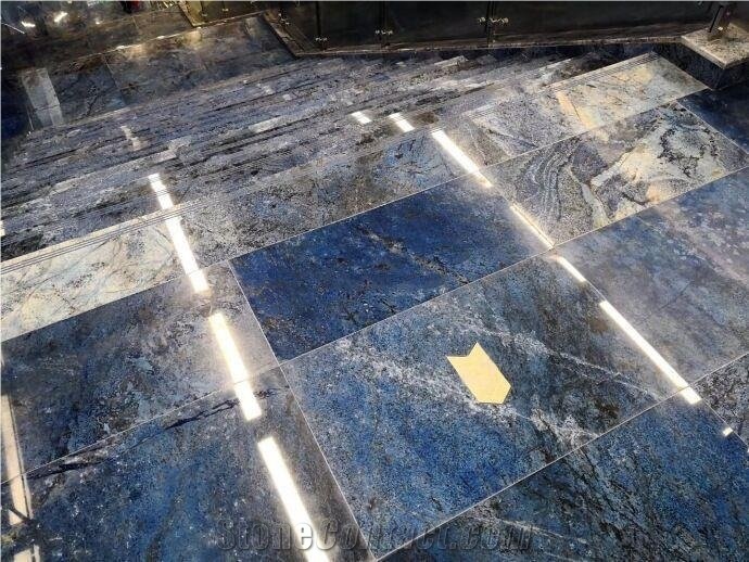 Brazil Blue Bahia Polished Granite Tiles for Flooring Project