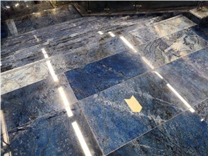 Brazil Blue Bahia Polished Granite Tiles for Flooring Project