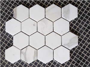 Calacatta White Marble Hexagon Mosaic,White Hexagon Mosaics