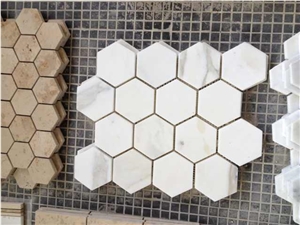 Calacatta White Marble Hexagon Mosaic,White Hexagon Mosaics