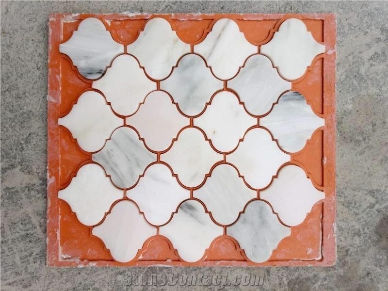 Carrara White Marble Arabesque Lantern Design Moroccan Mosaic Tile