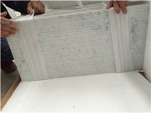 Carrara White Marble Line Finish Wall Tile Pattern Design Decorative