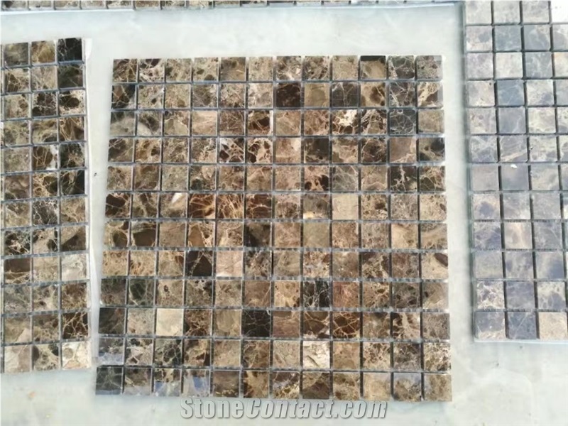 Cheap Marron Emperador Marble Wall Mosaic,Emperador Dark Floor Mosaic