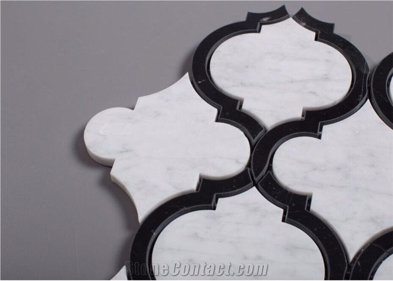 Cheap Polished Mosaic Tiles Black&White Marble Mosaic Pattern
