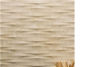 Custom Design 3d Marble Stone Panel for Wall Wave Carving Panel 3d