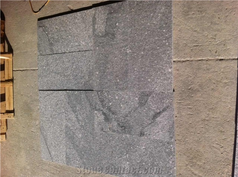 Flamed and Brushed Granite Grey Landscaping Tile, Grey Landscape Stone Granite Slabs & Tiles