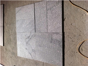 Flamed and Brushed Granite Grey Landscaping Tile, Grey Landscape Stone Granite Slabs & Tiles