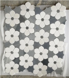 Flower Marble Floor Mosaic Pattern,Polished Mosaic Tile Backsplash