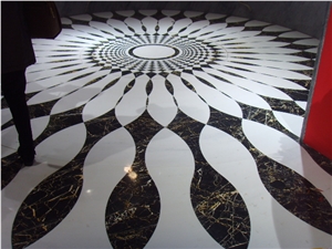 Flower Marble Waterjet Medallions Round Square Decorative Floor