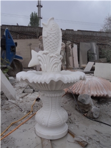 Hand Carved White Marble Human Sculptured Stone Garden Small Fountain