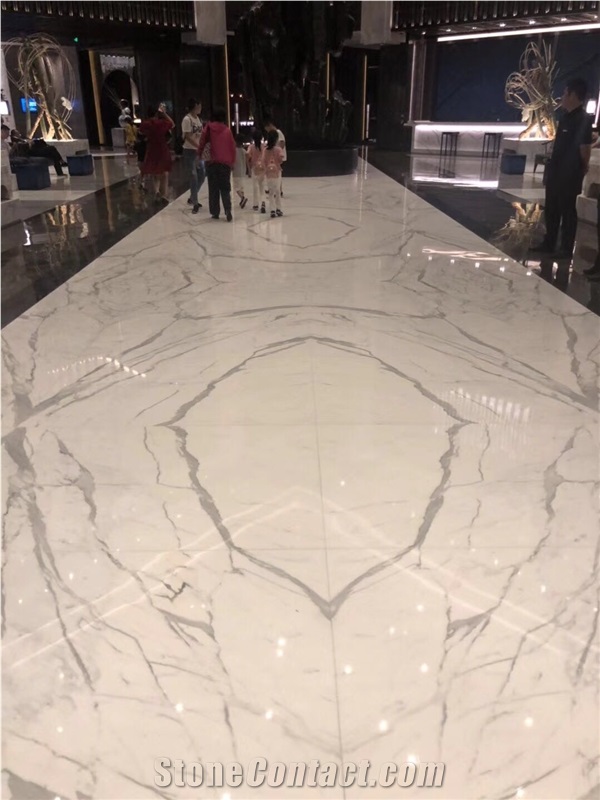 Italy Statuary White Marble Statuario White Slab Flooring Tile