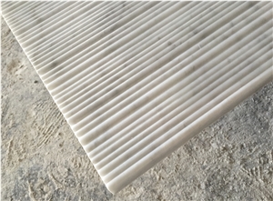 Italy White Carrara Line Finish Groove Wall Cladding Marble Tile