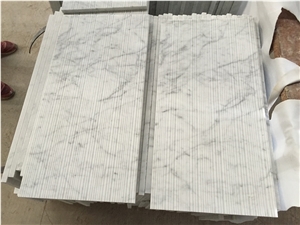 Italy White Carrara Line Finish Groove Wall Cladding Marble Tile