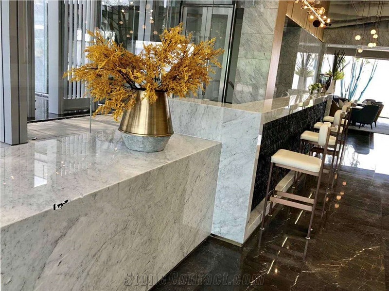 Itlay White Bianco Carrara Counter Top Reception Top