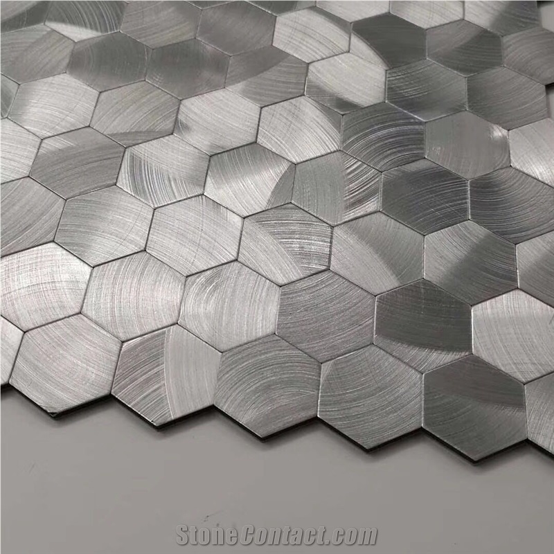 Metal Mosiac Floor Tile Mosaic Wall Design Hexagon
