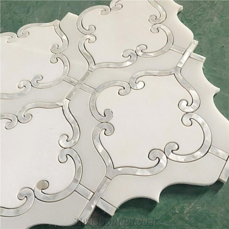 Multicolor Marble Water Jet Mosaic,Waterjet Pattern for Wall Cladding