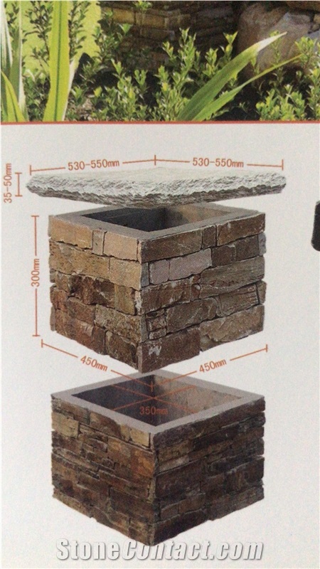 Natural Slate Split Face Culture Stone Column Wall Cladding