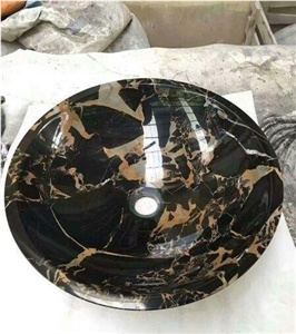 Nero Black Portoro Marble Round Basins,Brown Marble Sinks