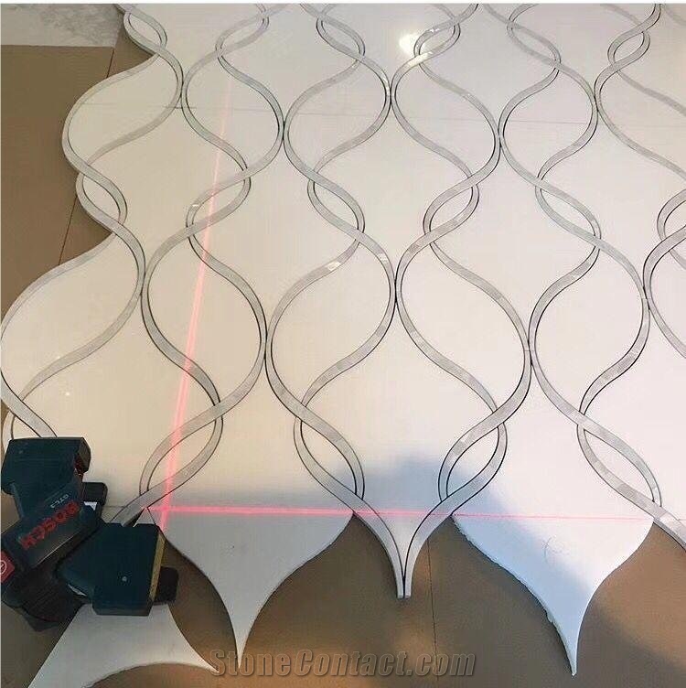 New Design White Marble Mosaic Pattern in New Shape for Bathroom