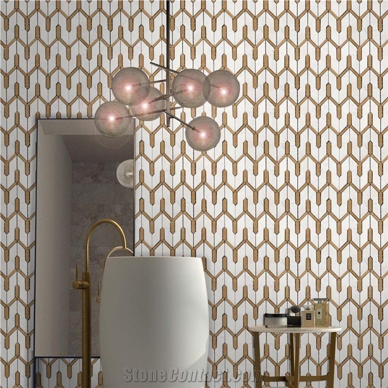 Polished Bathroom Wall&Floor Marble Mosaic Arts