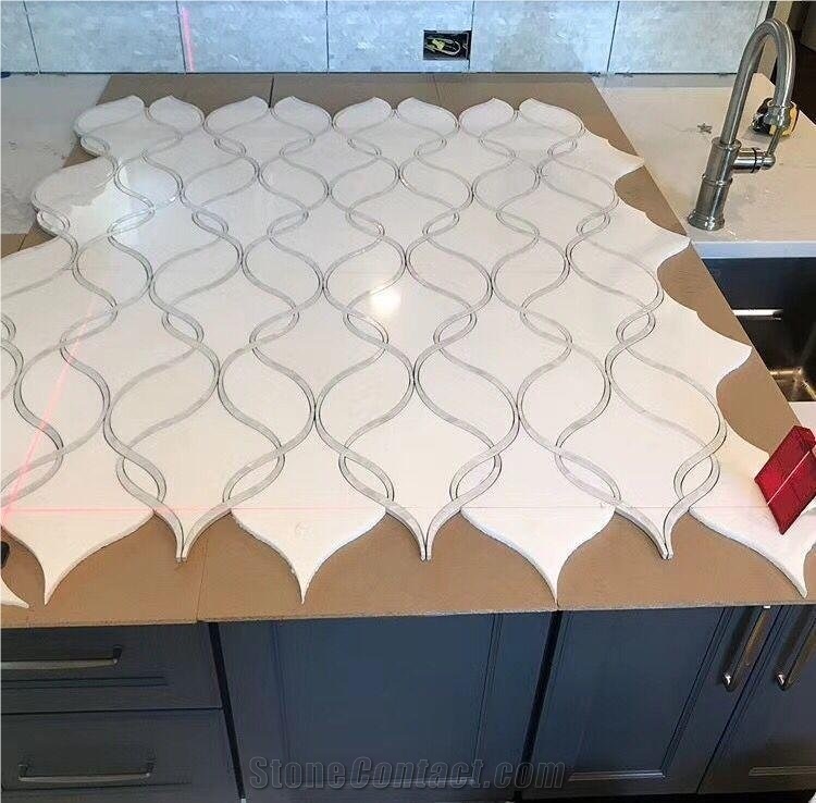Polished Mosaic Pattern and Tile,China White Marble Mosaic for Kitchen