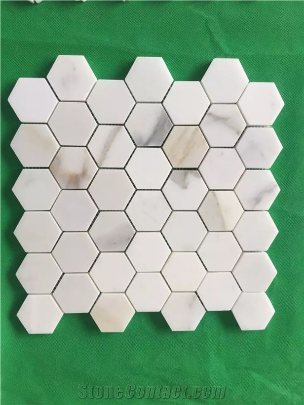 Popular Calacatta Gold Marble Hexagon Mosaic Floor Tile and Wall Tile