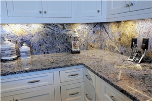 Prefabricated Brazil Azul Bahia Polished Granite Kitchen Tops